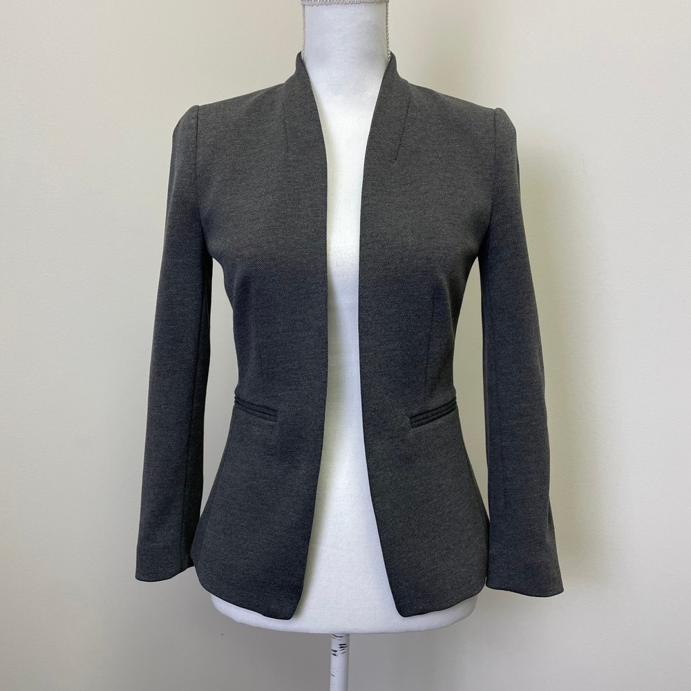 J.Crew 365 Going-Out Blazer In Stretch Twill Gray Open Front Size 00 Career